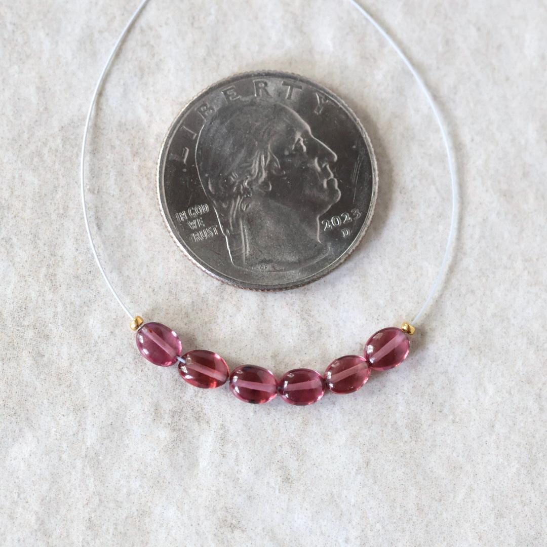 Tiny AAA Malawi Pink Garnet Oval Beads Smooth Gem Quality 6 Pcs Natural Gemstone for DIY Jewelry Making Earrings Necklace