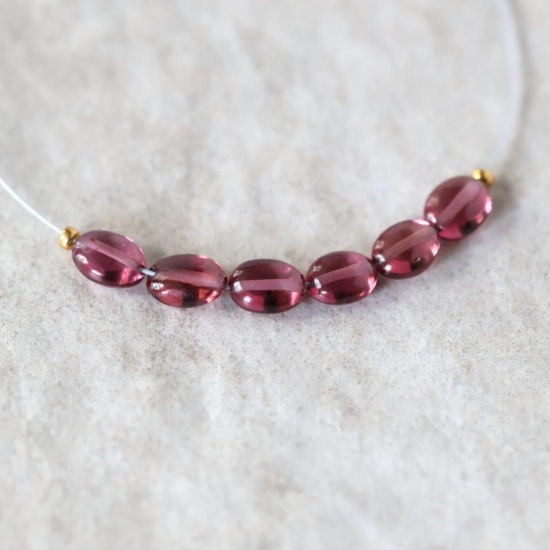 Tiny AAA Malawi Pink Garnet Oval Beads Smooth Gem Quality 6 Pcs Natural Gemstone for DIY Jewelry Making Earrings Necklace