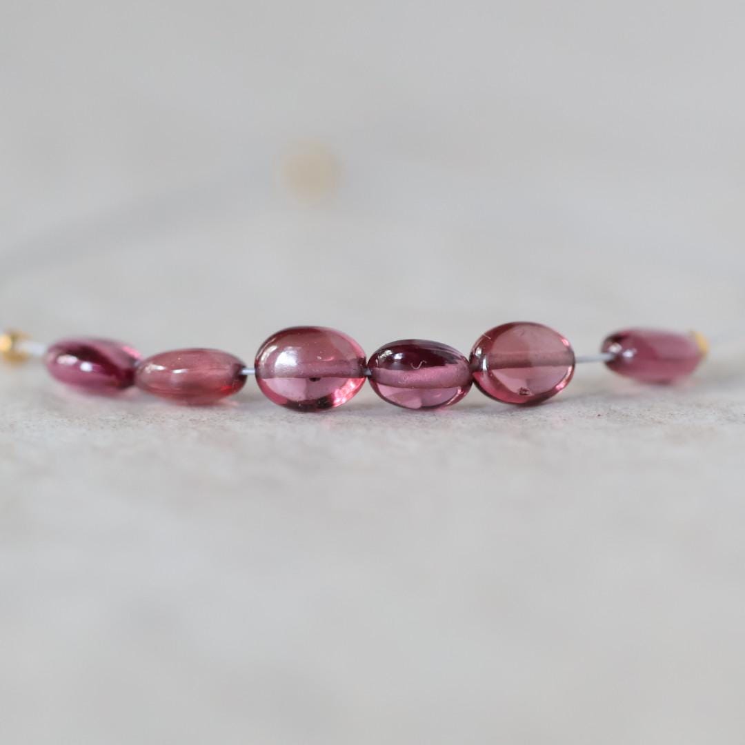 Tiny AAA Malawi Pink Garnet Oval Beads Smooth Gem Quality 6 Pcs Natural Gemstone for DIY Jewelry Making Earrings Necklace