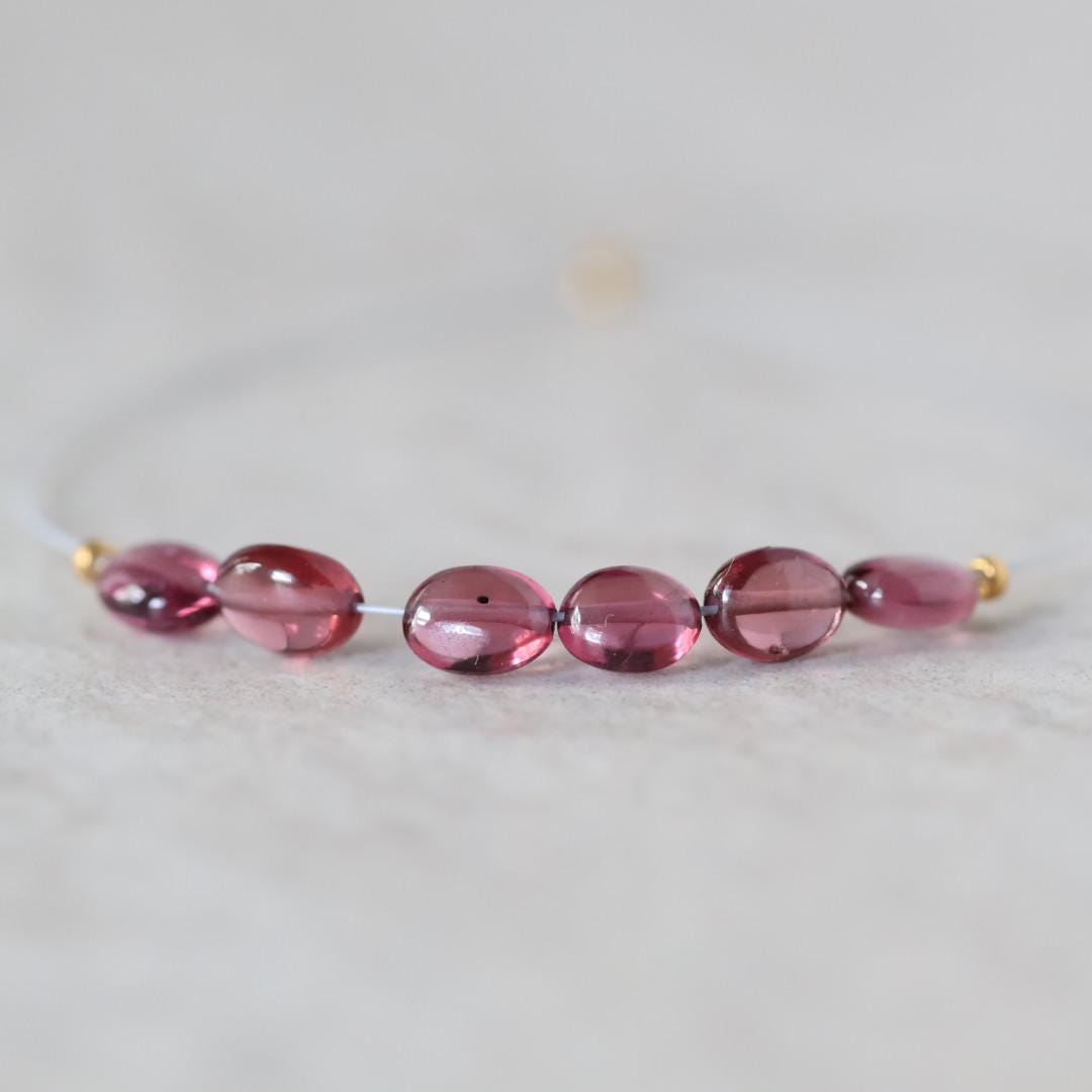Tiny AAA Malawi Pink Garnet Oval Beads Smooth Gem Quality 6 Pcs Natural Gemstone for DIY Jewelry Making Earrings Necklace
