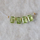 Tiny AAA Peridot Briolette Beads Faceted Baguette Rectangle Drops 4 PCs Natural Gemstone for DIY Jewelry Making Earring Supplies