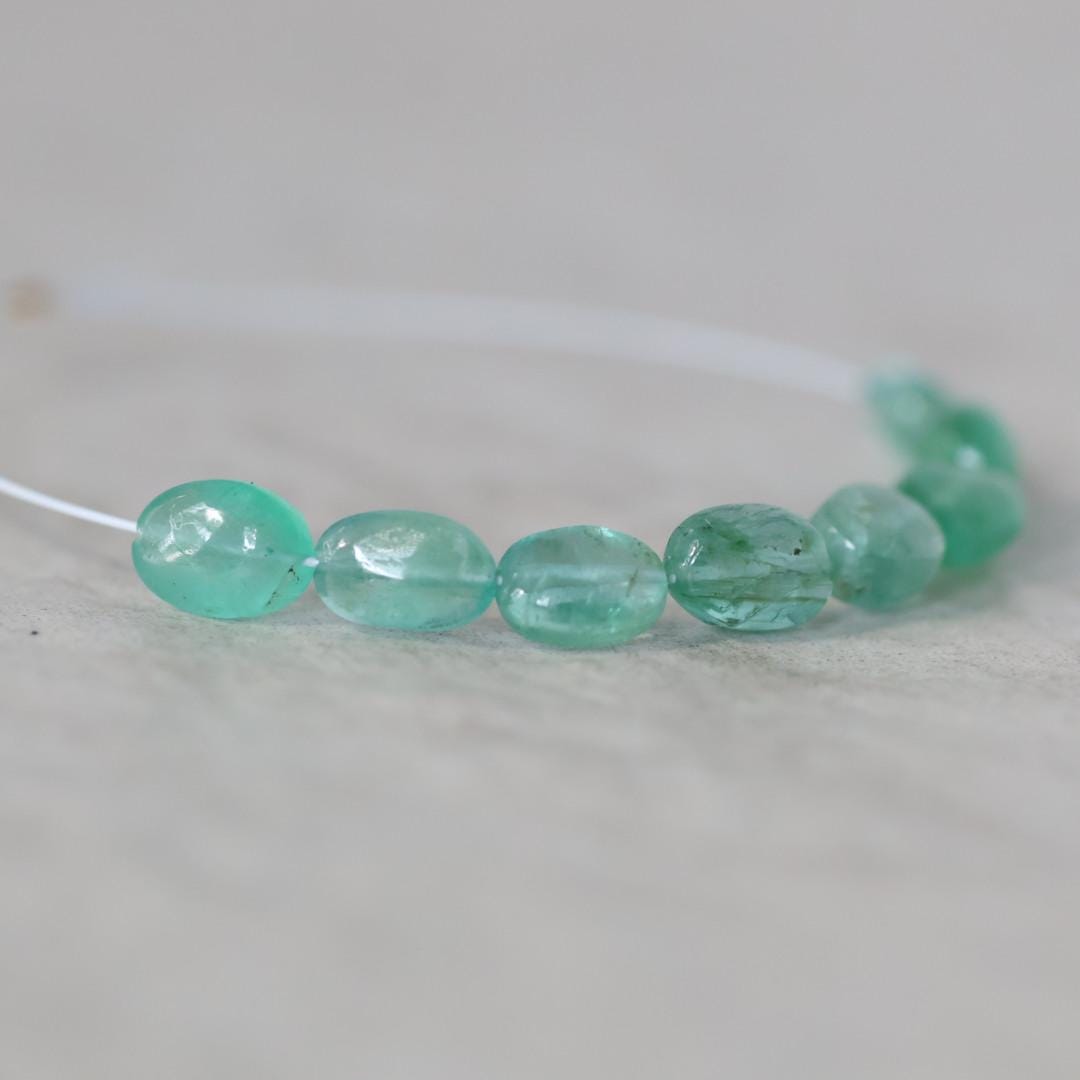 Tiny Genuine Colombian Emerald Oval Beads Smooth 3-4x6mm Mini Nuggets Natural Gemstone for DIY Jewelry Making