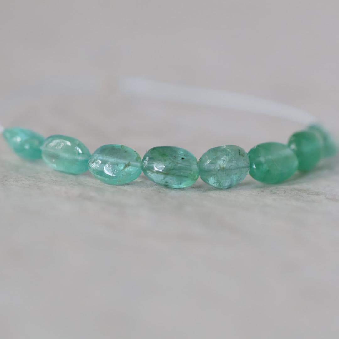 Tiny Genuine Colombian Emerald Oval Beads Smooth 3-4x6mm Mini Nuggets Natural Gemstone for DIY Jewelry Making