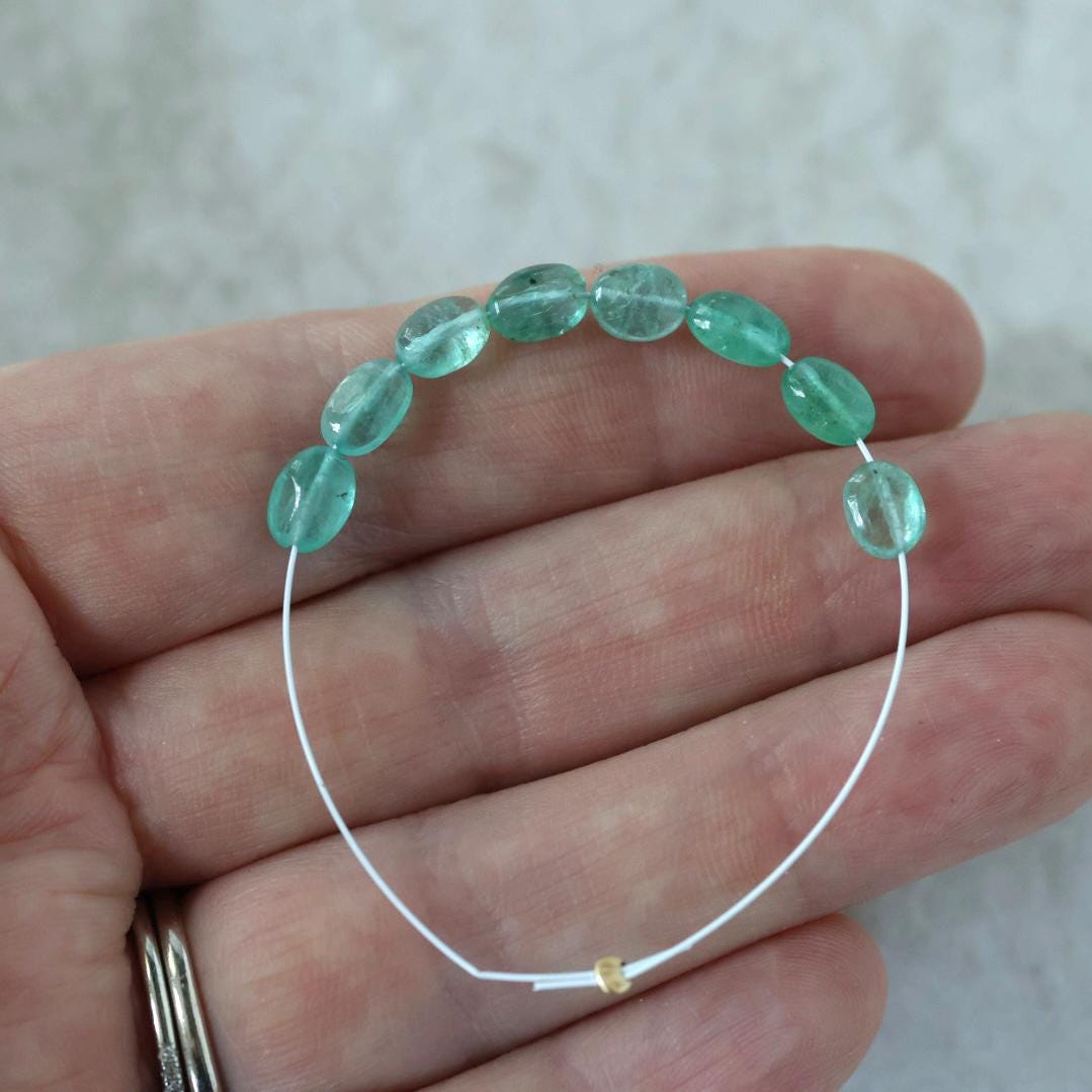 Tiny Genuine Colombian Emerald Oval Beads Smooth 3-4x6mm Mini Nuggets Natural Gemstone for DIY Jewelry Making