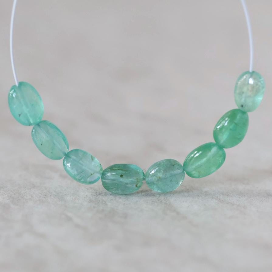 Tiny Genuine Colombian Emerald Oval Beads Smooth 3-4x6mm Mini Nuggets Natural Gemstone for DIY Jewelry Making