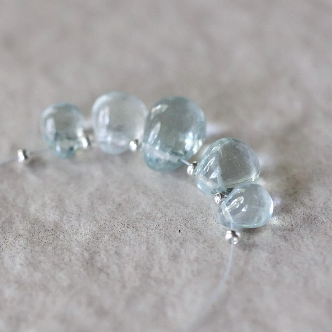 Tiny Natural Aquamarine Faceted Briolette Beads Tear Drops Pear 5-7mm Sparkly Gemstone Beads March Birthstone DIY Jewelry