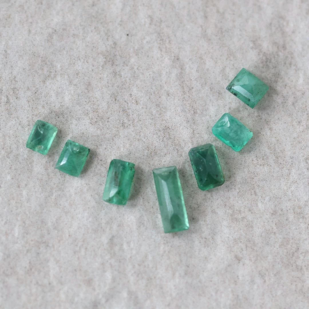 Tiny Natural Emerald Beads Baguette Square Briolettes Faceted 4-9mm Gemstone Bead for DIY Jewelry Making
