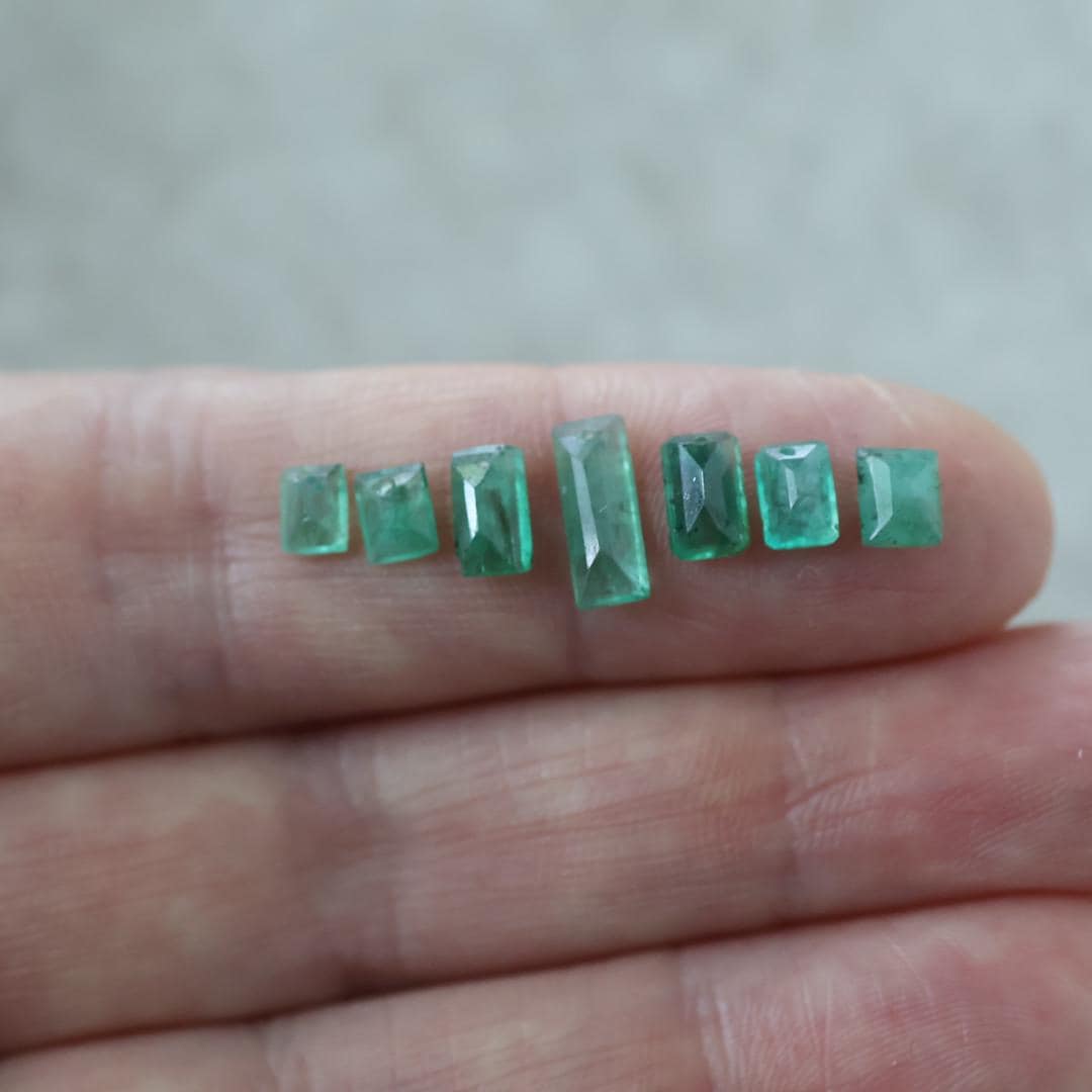 Tiny Natural Emerald Beads Baguette Square Briolettes Faceted 4-9mm Gemstone Bead for DIY Jewelry Making