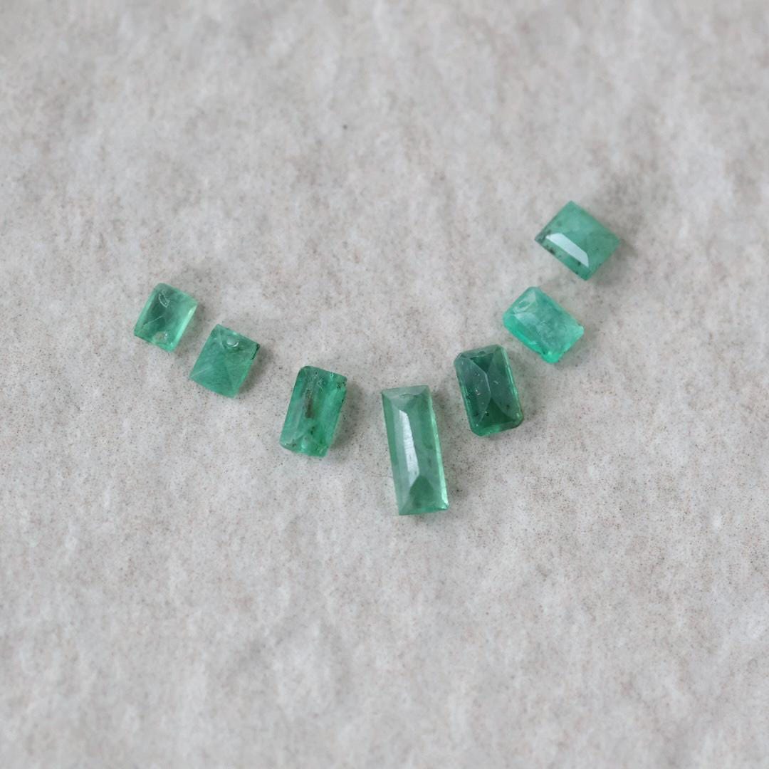 Tiny Natural Emerald Beads Baguette Square Briolettes Faceted 4-9mm Gemstone Bead for DIY Jewelry Making