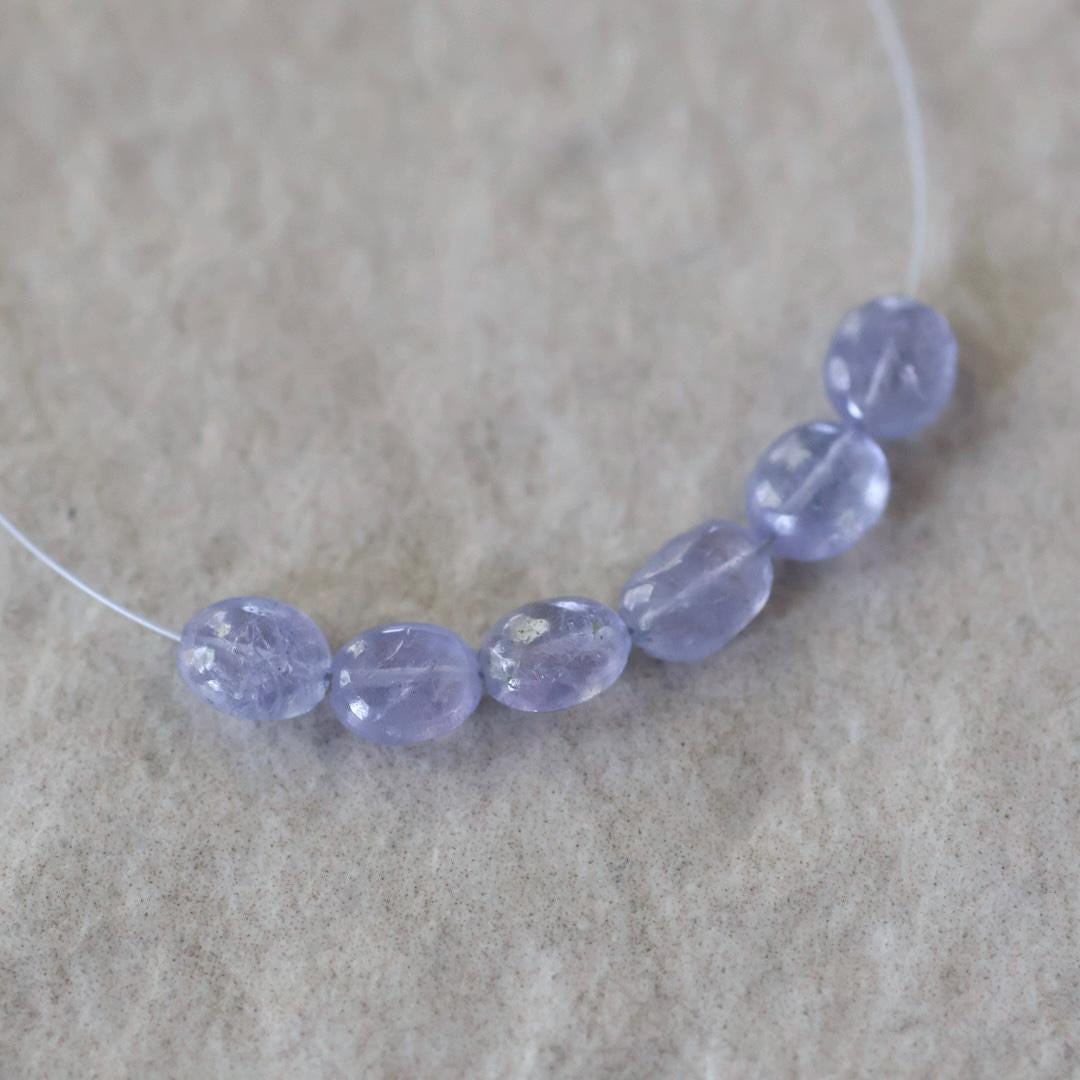 Tiny Natural Tanzanite Smooth Oval Beads 4-5mm Mini Nuggets Stone Gemstone Bead for DIY Jewelry Making Earrings Bracelets