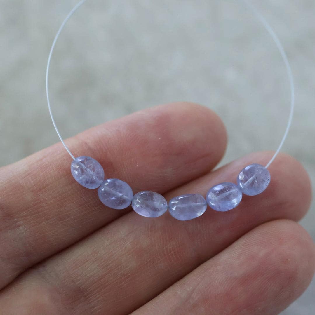 Tiny Natural Tanzanite Smooth Oval Beads 4-5mm Mini Nuggets Stone Gemstone Bead for DIY Jewelry Making Earrings Bracelets