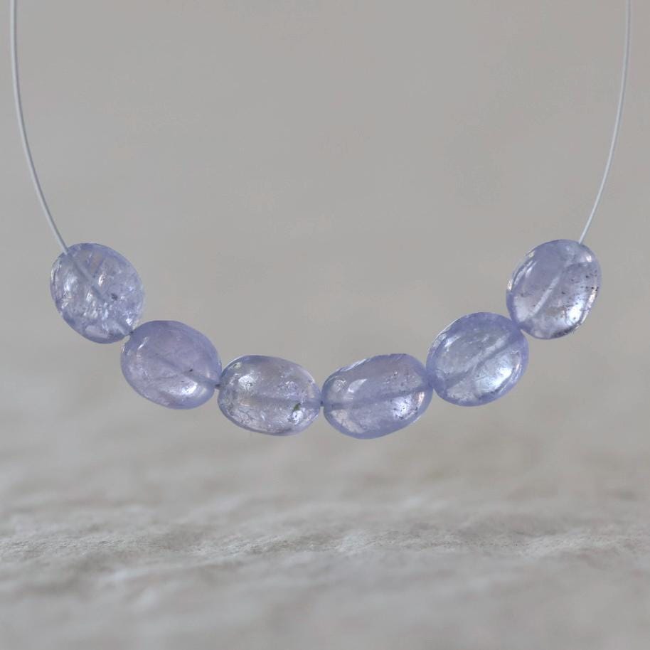 Tiny Natural Tanzanite Smooth Oval Beads 4-5mm Mini Nuggets Stone Gemstone Bead for DIY Jewelry Making Earrings Bracelets