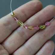 Tiny Rare Congo Pink Yellow Tourmaline Beads Smooth Nuggets Oval 8 Pcs Genuine Gemstone DIY Jewelry Making Gift October Birthstone