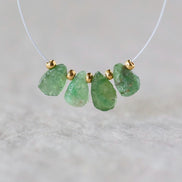 Tiny Raw Tsavorite Briolette Beads Green Garnet Drops Teardrops 4 PCs Natural Gemstone For DIY Jewelry Making Earrings January Birthstone