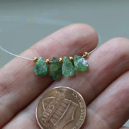 Tiny Raw Tsavorite Briolette Beads Green Garnet Drops Teardrops 4 PCs Natural Gemstone For DIY Jewelry Making Earrings January Birthstone