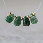 Tiny Raw Tsavorite Briolette Beads Green Garnet Drops Teardrops 4 PCs Natural Gemstone For DIY Jewelry Making Earrings January Birthstone