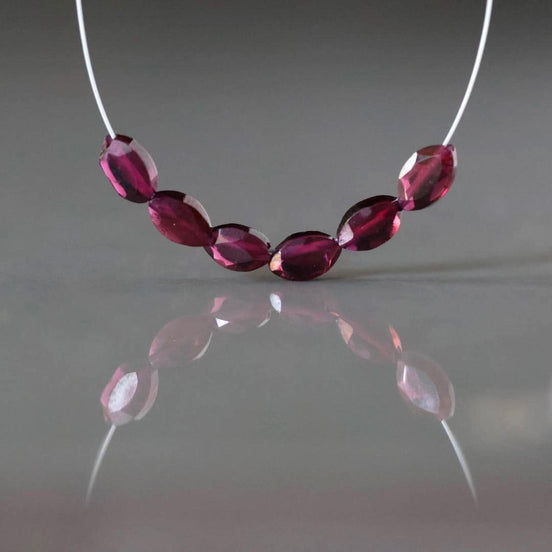 Tiny AAA Rhodolite Garnet Marquise Beads Faceted Oval Berry Pink Rhodolite Beads 6 Pcs Natural Gemstone DIY Jewelry Making