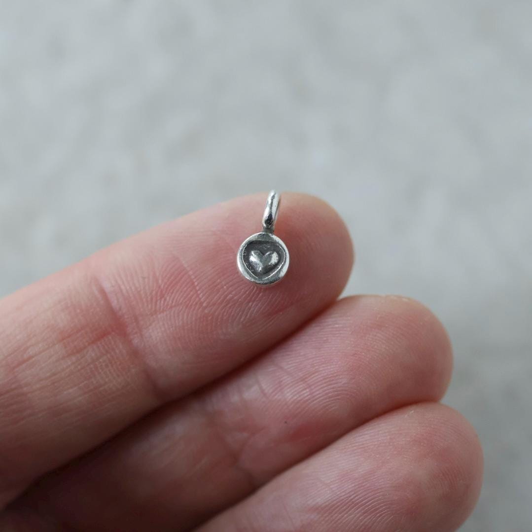 Tiny Sterling Silver Heart Charm Thai Silver Pendant Mini Heart Stamp for DIY Jewelry Making Earrings Pendant