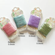 Toho Amiet Polyester Thread Beading Knotting DIY Jewelry, 0.5mm 20 meters Teal Green Brown Gray Lilac Pink Wax Free, Unwaxed