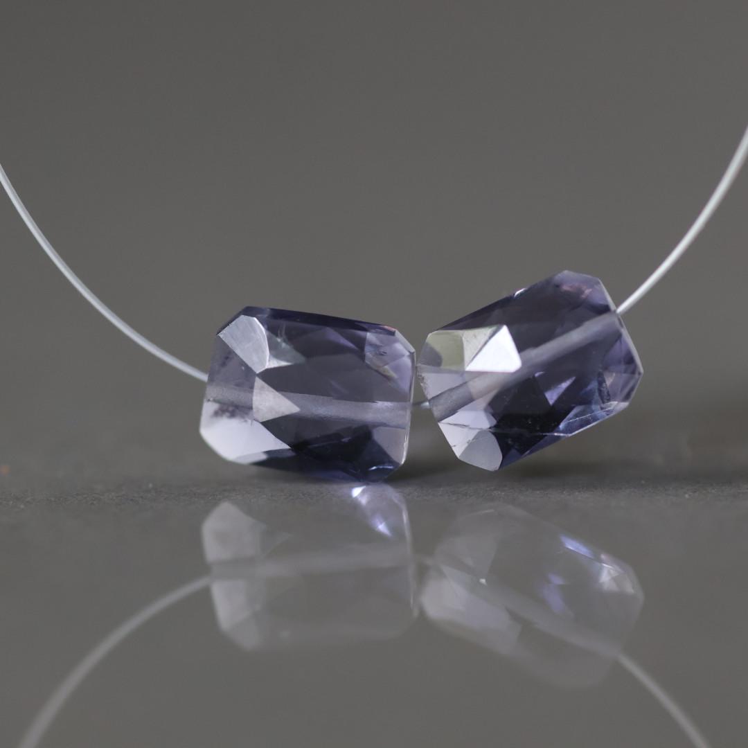 Top Quality AAA Iolite Beads Rectangle Faceted Pillow 6x8mm 2 Pcs Natural Gemstone Beads for DIY Jewelry Making DIY Necklace Earrings