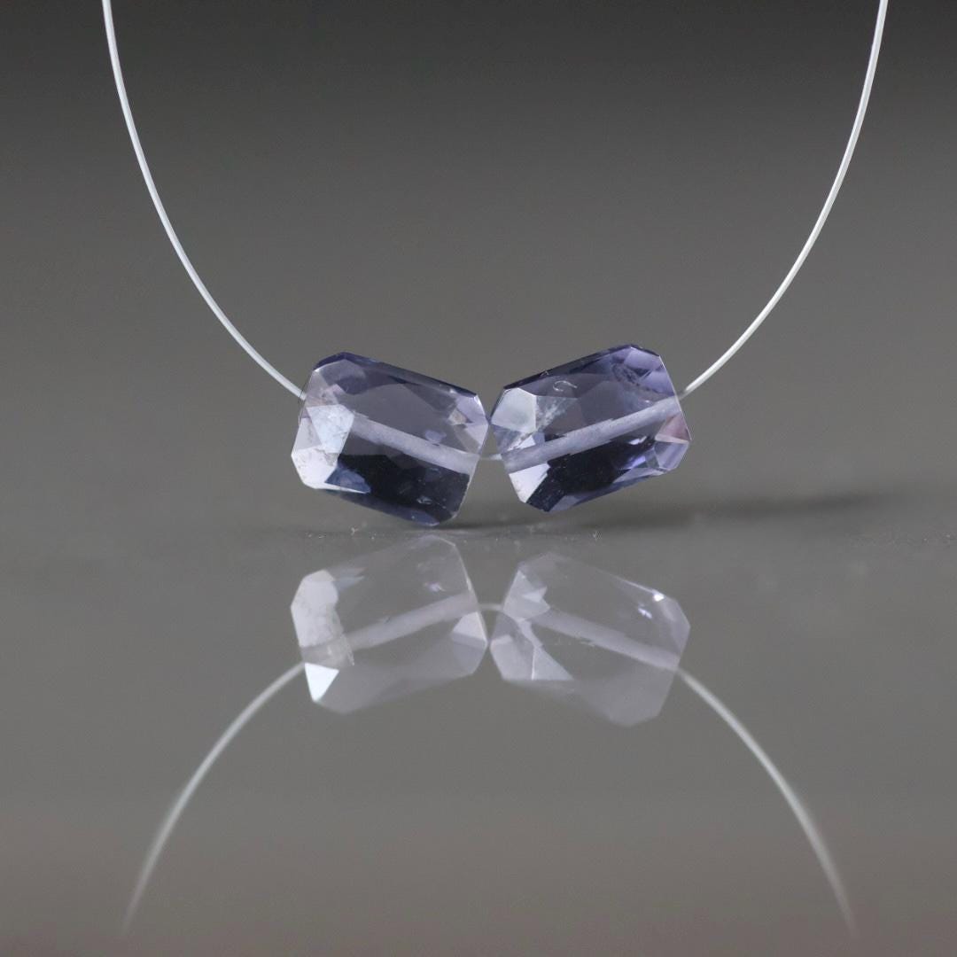 Top Quality AAA Iolite Beads Rectangle Faceted Pillow 6x8mm 2 Pcs Natural Gemstone Beads for DIY Jewelry Making DIY Necklace Earrings