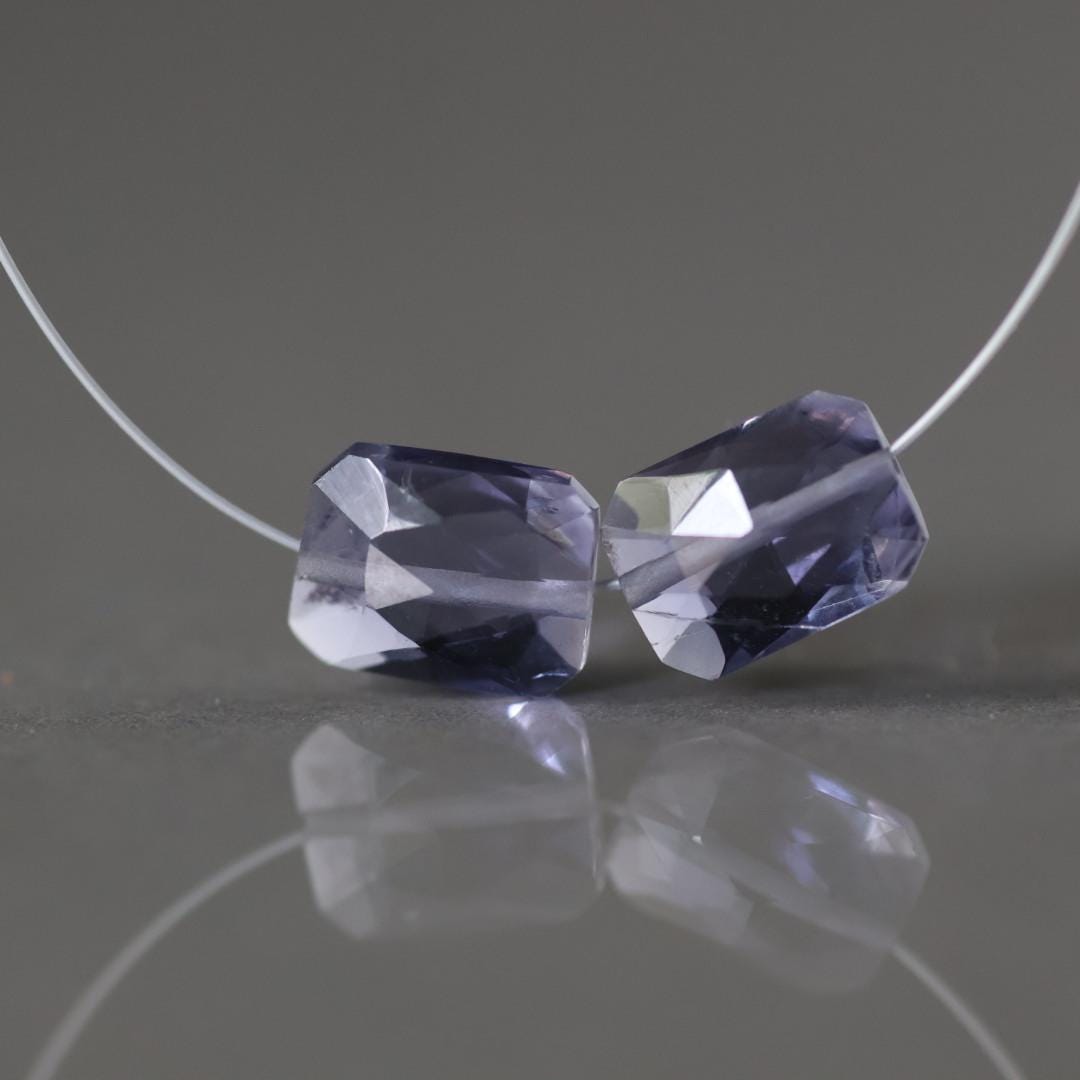 Top Quality AAA Iolite Beads Rectangle Faceted Pillow 6x8mm 2 Pcs Natural Gemstone Beads for DIY Jewelry Making DIY Necklace Earrings