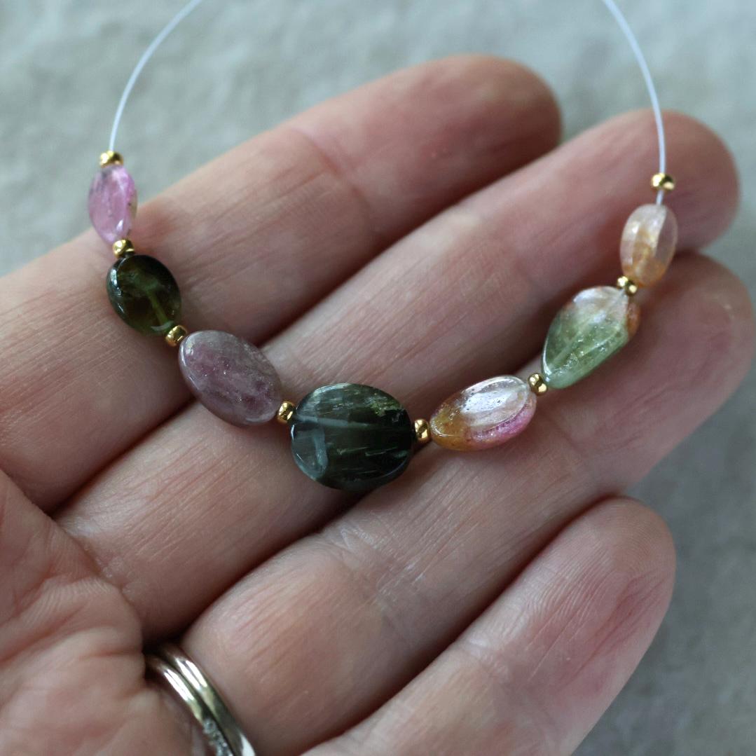 Tourmaline Oval Beads Smooth 7 PCs Genuine Bi Color Tourmaline Gemstone Beads DIY Jewelry Making Gift October Birthstone