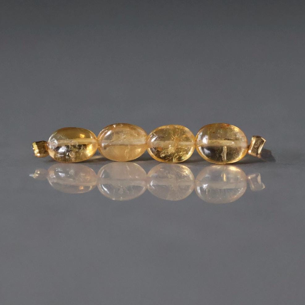 Yellow Tourmaline Oval Beads Smooth 4 PCs Gem Quality Gemstone Beads DIY Jewelry Making Gift October Birthstone