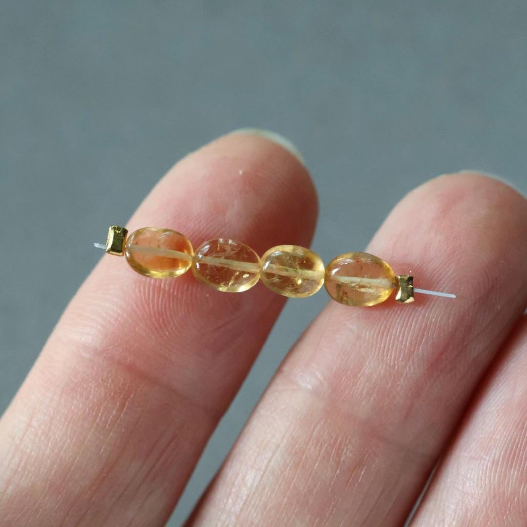 Yellow Tourmaline Oval Beads Smooth 4 PCs Gem Quality Gemstone Beads DIY Jewelry Making Gift October Birthstone