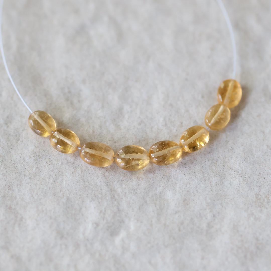 Yellow Tourmaline Beads - Smooth Oval Natural Gemstone 4 Pcs